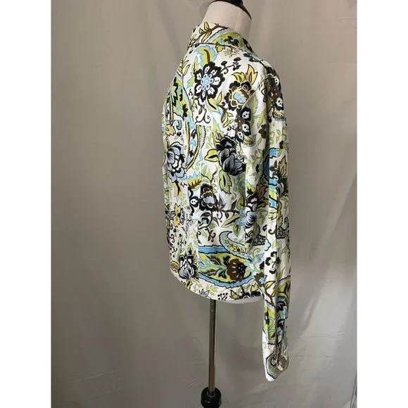 Coldwater Creek White Paisley Print Long Sleeve Jean Jacket - Picture 6 of 13